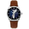 Image de Montre Homme Monarck Alsace ArgentÃ© Cadran Bleu Bracelet Cuir Brun 22 Mm