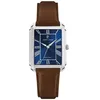 Image de Montre Quartz Homme Empire ArgentÃ© Cadran Bleu Bracelet Cuir Brun 20 Mm