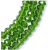 Image de Perles de Bohème sur Fil - Facettées Vert Bouteille Transparent 6 x 8 mm