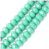 Image de Perles de Bohème sur Fil - Facettées Vert Jade Opaque 6 x 8 mm