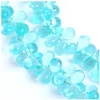 Image de Perles de Bohème sur Fil - Goutte 6 x 9 mm Turquoise Transparent