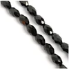 Image de Perles de Bohème sur Fil - Olive Facettée 12 x 8 mm Noir