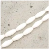 Image de Perles de Bohème sur Fil - Olive 15 x 6 mm Blanc Opaque