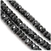 Image de Perles de Bohème sur Fil - Rondelle Facettée Noir Opaque 3 x 6 mm