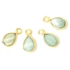 Image de Pendentif Serti Goutte Agate Rayée Verte Doré à l'or fin 24K