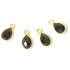 Image de Pendentif Serti Goutte Obsidienne Doré à l'or fin 24K