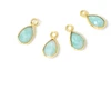 Image de Pendentif Serti Goutte Amazonite Doré à l'or fin 24K