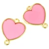 Image de Connecteur Vitrail Coeur Rose Doré à l'or fin 24K - 2 pcs