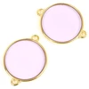 Image de Connecteur Vitrail Rond Violet Doré à l'or fin 24K - 2 pcs