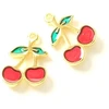 Image de Pendentif Cerise Émaillé Doré à l'or fin 24K
