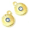 Image de Pendentif  il Émaillé Bleu Doré à l'or fin 24K Strié - 2 pcs