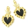 Image de Pendentif Ex-Voto Coeur Émaillé Noir Doré à l'or fin 24K