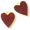 Image de Pendentif Coeur Émaillé Doré à l'or fin 24K - 2 pcs