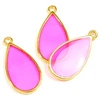 Image de Pendentif Vitrail Goutte Doré à l'or fin 24K - 2 pcs Fuchsia