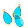 Image de Pendentif Vitrail Goutte Doré à l'or fin 24K - 2 pcs Turquoise