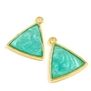 Image de Pendentif Triangle Émaillé Turquoise Nacré Doré à l'or fin 24K - 2 pcs