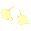 Image de Clou d'oreille Plateau rond 6 mm à coller avec Anneau Doré à l'or fin 24K - 4 pcs
