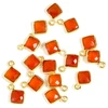 Image de Pendentif Serti Carré Onyx Rouge Doré à l'or fin 24K