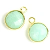 Image de Pendentif Serti Rond 8 mm Amazonite Doré à l'or fin 24K