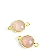 Image de Connecteur Serti Rond 8 mm de Quartz Fraise Doré à l'or fin 24K