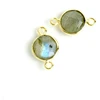 Image de Connecteur Serti Rond 8 mm Labradorite Doré à l'or fin 24K