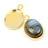 Image de Pendentif Pour Cabochon Ovale Doré à l'or fin 24K - 2 pcs
