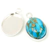 Image de Pendentif Pour Cabochon Ovale Argenté 925 - 2 pcs