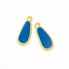 Image de Pendentif Goutte Doré à l'or fin 24K Émaillé Bleu - 2 pcs