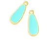 Image de Pendentif Goutte Doré à l'or fin 24K Émaillé Turquoise - 2 pcs