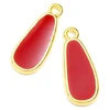 Image de Pendentif Goutte Doré à l'or fin 24K Émaillé Bordeaux - 2 pcs