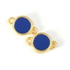Image de Connecteur Rond Doré à l'or fin 24K 9 x 14 mm Émaillé Bleu intense - 2 pcs