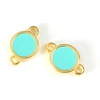 Image de Connecteur Rond Doré à l'or fin 24K 9 x 14 mm Émaillé Turquoise - 2 pcs
