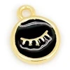 Image de Pendentif  il Rond Émaillé Noir Doré à l'or fin 24 k - 2 pcs