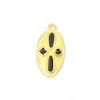 Image de Pendentif Ovale Émaillé Noir Doré à l'or fin 24K