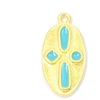 Image de Pendentif Ovale Émaillé Turquoise Doré à l'or fin 24K