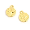 Image de Pendentif Rond Motif Étoile Doré à l'or fin 24K - 2 pcs