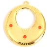 Image de Pendentif Goutte Ethnique Émaillé Orange Doré à l'or fin 24K