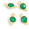 Image de Pendentif Serti Bohème Rond 6 mm Onyx Vert Doré à l'or fin 24K