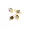 Image de Pendentif Serti Bohème Rond 6 mm Labradorite Doré à l'or fin 24K