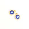 Image de Pendentif Rond Vitrail  il émail bleu Doré à l'or fin 24K - 2 pcs