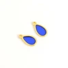 Image de Pendentif Goutte Vitrail Bleu Doré à l'or fin 24K - 2 pcs