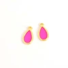Image de Pendentif Goutte Vitrail Rose Doré à l'or fin 24K - 2 pcs