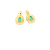 Image de Pendentif Ovale Ethnique Émaillé Turquoise Doré à l'or fin 24K - 2 pcs