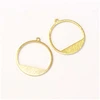 Image de Pendentif Cercle Graphique Effet Brossé Doré à l'or fin 24K - 2 pcs