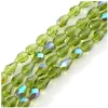 Image de Perles de Bohème sur Fil - Goutte 8 x 6 mm Vert Irisé AB