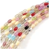 Image de Perles de Bohème sur Fil - Olive Facettée 6 x 4 mm Multicolore