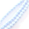 Image de Perles de Bohème sur Fil - Rondes Striées 6 mm Bleu Pastel