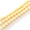 Image de Perles de Bohème sur Fil - Rondes Striées 6 mm Ivoire Opaque