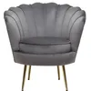 Image de Fauteuil en velours "Floria" - 75 x 68 x 77.5 cm - Gris