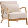 Image de Fauteuil "Clinton" en bois style scandinave - Lin - Beige